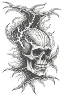 skull lightning bolts emanating from left jaw and eye tattoo design idea