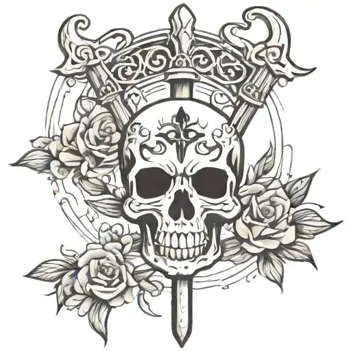 a pitchfork with a white cane tattoo design idea