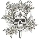 a pitchfork with a white cane tattoo design idea