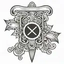 a pitchfork with a white cane tattoo design idea