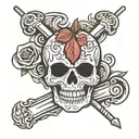 a pitchfork with a white cane tattoo design idea