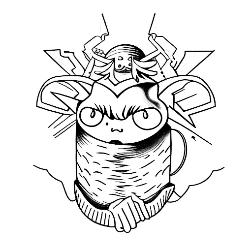 minimalist sad child in front of evil mother's lips tattoo design idea