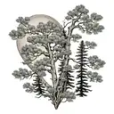 Half of a Pine tree and half aspen tree to form a heart tattoo design idea