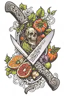 cooking knife vegetables cutted tattoo design idea