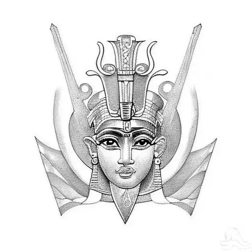 Combine elements of nature and mythology to create a tattoo design inspired by ancient Egyptian gods or goddesses. tattoo design idea