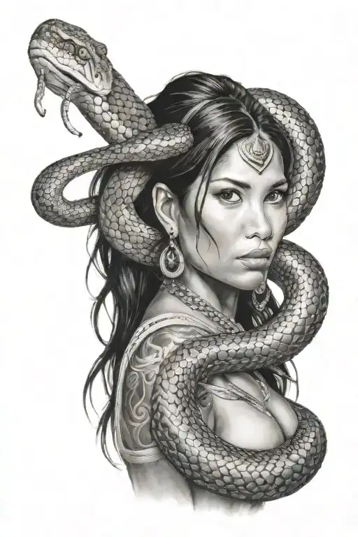 Ethnic Peruvian girl with a snake tattoo tattoo design idea