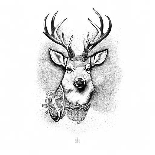 the word smith with a deer antler  tattoo design idea