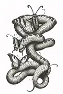 snake and a Gemini butterfly emerging tattoo design idea