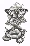 snake and a Gemini butterfly emerging tattoo design idea