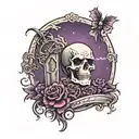 graveyard dark purple sky full tattoo design idea