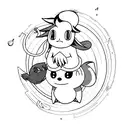 primarina and psyduck tattoo design idea