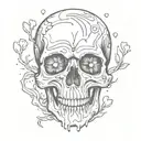 A skull with hearts instead of eyes and a joint in hand with dripping lips  tattoo design idea
