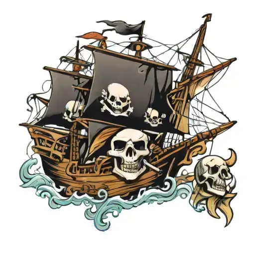 pirate ship jolly roger with 29 tattoo design idea