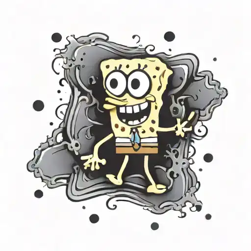 PLAIN CROSS WITH SPONGEBOB tattoo design idea