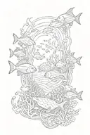 underwater scene tattoo design idea