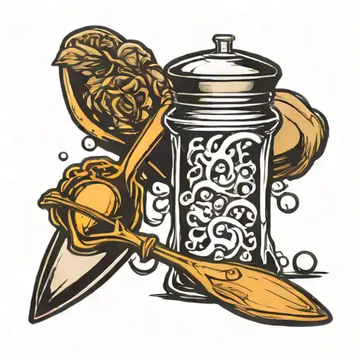 salt shaker pouring on spoon  tattoo design idea