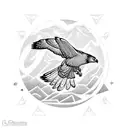 A majestic hawk soaring over a mountain range tattoo design idea
