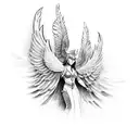 valkyrie with wings tattoo design idea