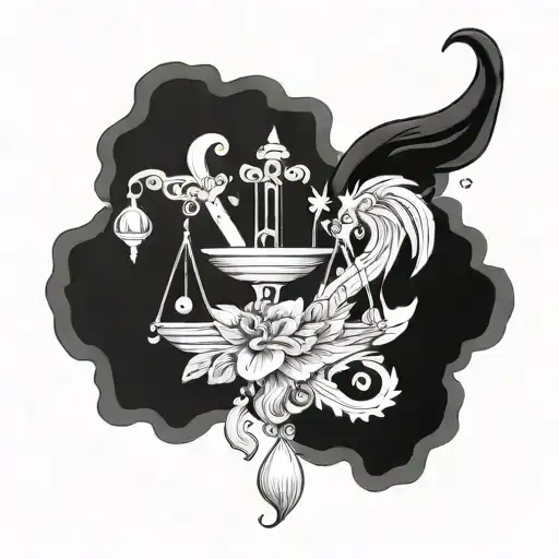 Make me a tattoo that includes the zodiac signs of Aquarius and Libra. It is also a symbol of success, wealth and happin tattoo design idea