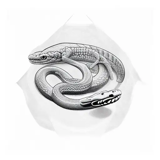 2 fins 1 snake tattoo design idea