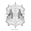 double fish snake tattoo design idea