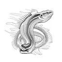double fish snake tattoo design idea
