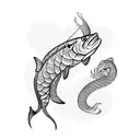 double fish snake tattoo design idea