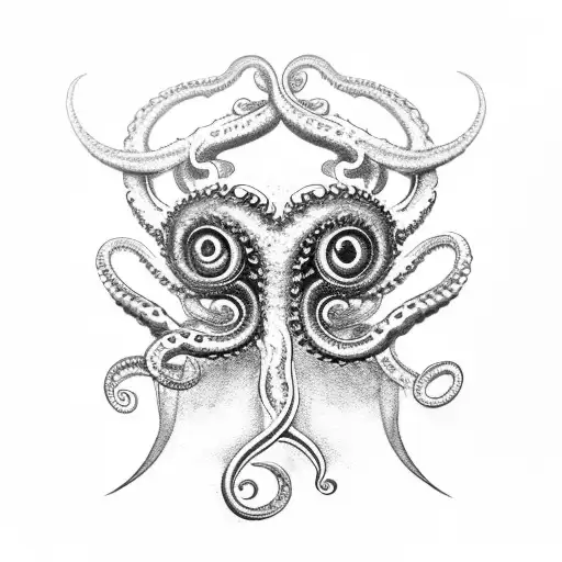 dagger with tentacles rounding the Blade and a kraken eye tattoo design idea