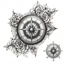 half mandala half compass tattoo design idea