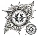half mandala half compass tattoo design idea