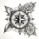 half mandala half compass tattoo design idea