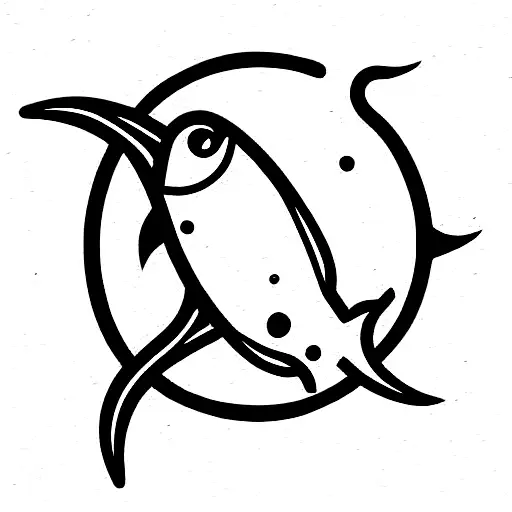 Taurus with fish tattoo design idea