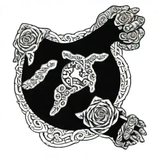 He's got the whole world in his hands on a banner wrapped around prayer hands tattoo design idea