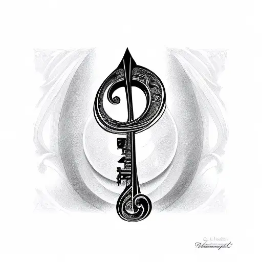 treble clef as key opening door tattoo design idea