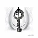 treble clef as key opening door tattoo design idea