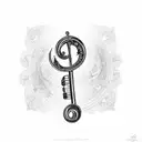 treble clef as key opening door tattoo design idea
