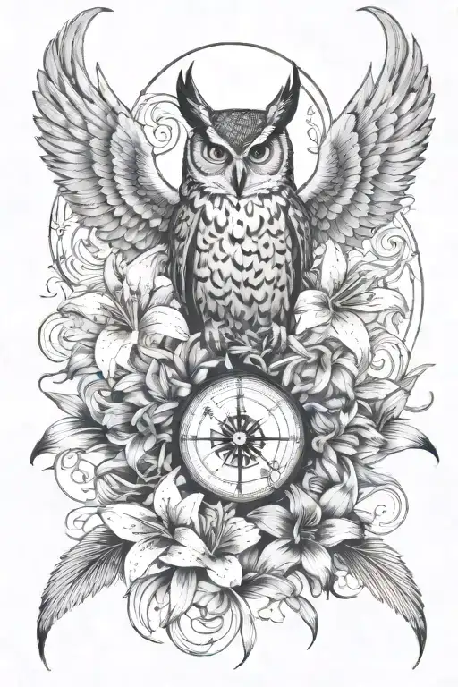 dog wood flower tiger lilies Japanese spider lily hummingbird eagle compass owl bunny  tattoo design idea
