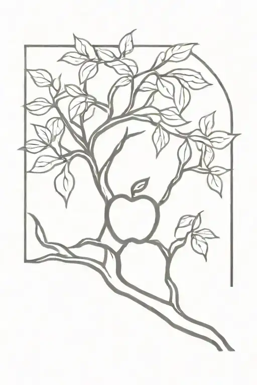 apple tree silhouette tattoo design idea