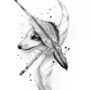 feather and flute tattoo design idea