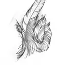 feather and flute tattoo design idea