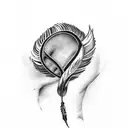 feather and flute tattoo design idea