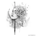 flute and feather tattoo design idea