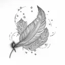 flute and feather tattoo design idea
