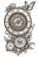 god chronos with clock in the background tattoo design idea