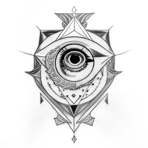 gore crow holding Odin eye on his beak tattoo design idea