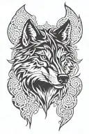 Wolf Head and tribal tattoo design tattoo design idea