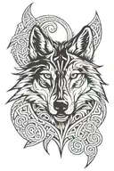 Wolf Head and tribal tattoo design tattoo design idea