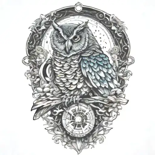 cosmic owl  tattoo design idea