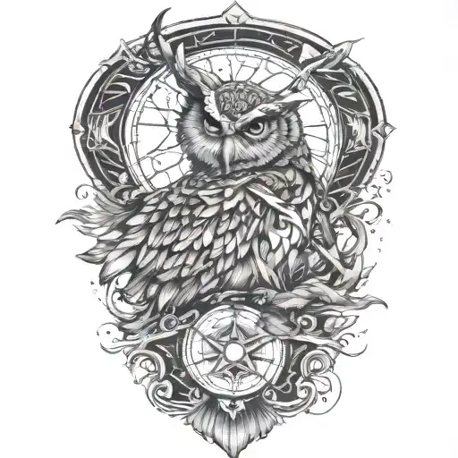 cosmic owl  tattoo design idea