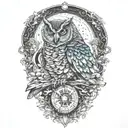 cosmic owl  tattoo design idea